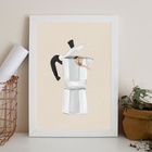 Quadro Decorativo A Louca Do Café 45x34cm Moldura:madeira Pre