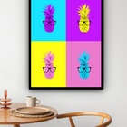 Quadro Decorativo Abacaxis Pop Art  - 70x50cm Moldura Preta