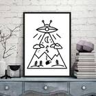 Quadro Decorativo Abdução Disco Voador 24x18cm - Com Vidro Mo