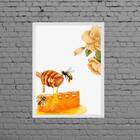 Quadro Decorativo Abelhas Com Mel 24x18cm - Com Vidro Moldura