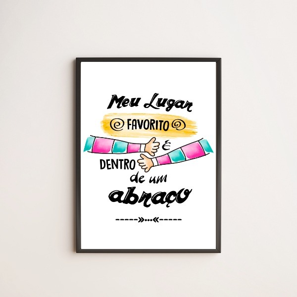 Quadro Decorativo Abraço 24x18cm - Com Vidro Moldura:madeira