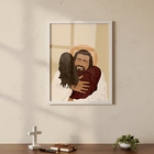 Quadro Decorativo Abraço De Jesus  - 70x50cm Moldura Branca