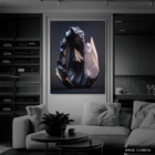 Quadro Decorativo Abstract Rock Relevo Prata - 30x40