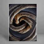 Quadro Decorativo Abstract Rope Sisal Relevo Prata - 30x40
