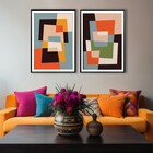 Quadro Decorativo Abstrato 2 Colorido com Vidro 40x60cm Arte Própria