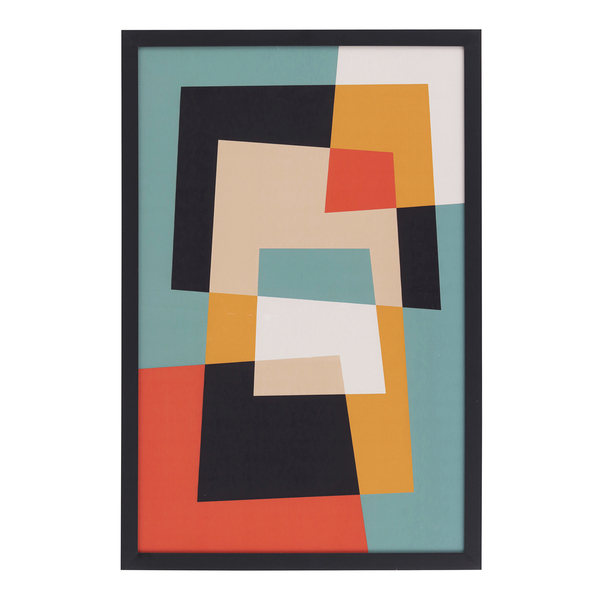 Quadro Decorativo Abstrato 2 Colorido com Vidro 40x60cm Arte Própria