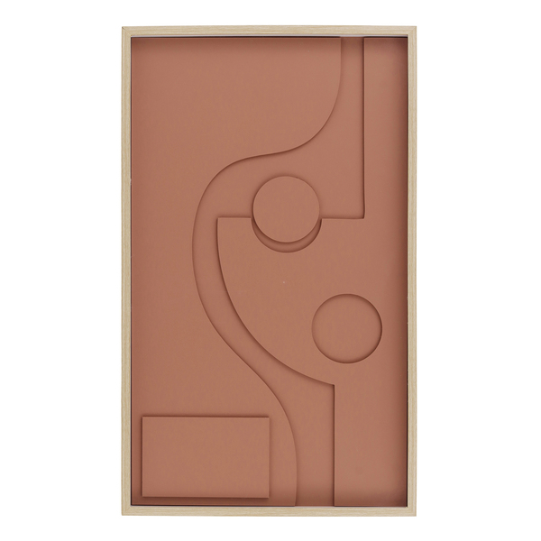 Quadro Decorativo Abstrato 3D Terracota com Vidro 100x60cm Arte Própria