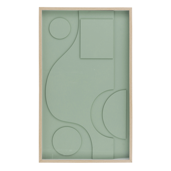 Quadro Decorativo Abstrato 3D Verde com Vidro 100x60cm Arte Própria