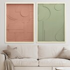 Quadro Decorativo Abstrato 3D Verde com Vidro 100x60cm Arte Própria