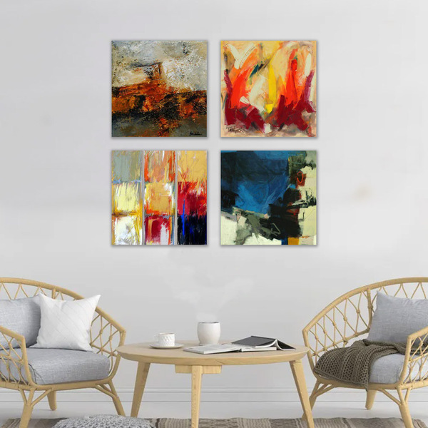 Quadro Decorativo Abstrato 4 Peças