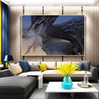 Quadro Decorativo Abstrato Abismo Com Moldura Dourada 180x100