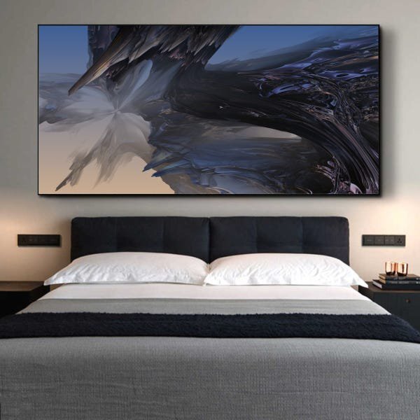 Quadro Decorativo Abstrato Abismo Com Moldura Preta 180x120