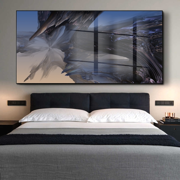 Quadro Decorativo Abstrato Abismo Com Moldura Preta E Vidro -