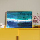 Quadro Decorativo Abstrato Aqua Marine Com Moldura E Vidro Do