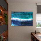 Quadro Decorativo Abstrato Aqua Marine Com Moldura E Vidro Pr