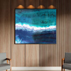 Quadro Decorativo Abstrato Aqua Marine Com Moldura E Vidro Pr