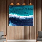 Quadro Decorativo Abstrato Aqua Marine Com Moldura Prata - 18
