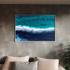 Quadro Decorativo Abstrato Aqua Marine Com Moldura Prata - 18
