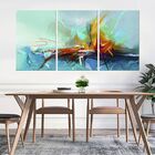 Quadro Decorativo Abstrato Azul Com Amarelo