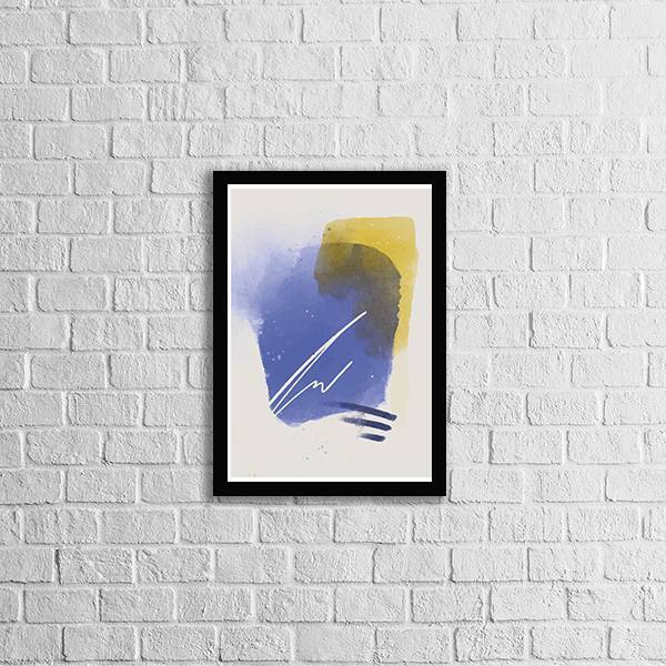Quadro Decorativo Abstrato Azul E Amarelo Ii 45x34cm A3 (45 X