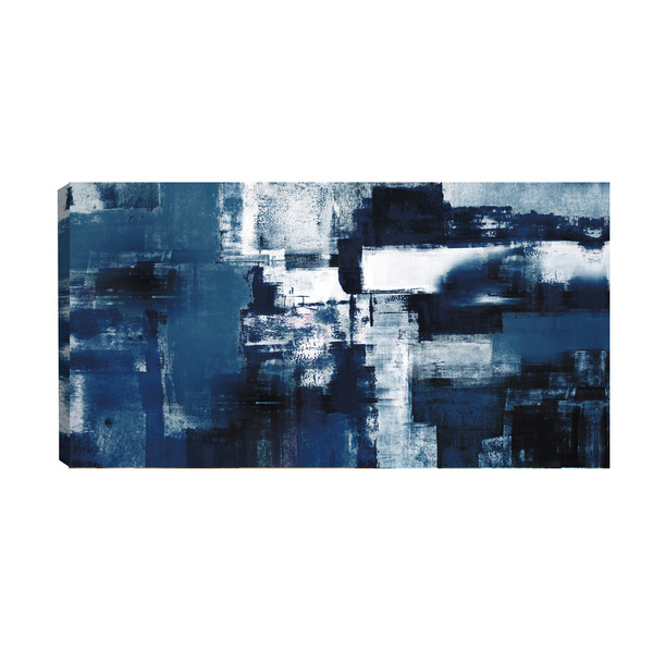 Quadro Decorativo Abstrato Azul Marinho 55x100cm
