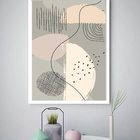 Quadro Decorativo Abstrato Bege Riscos Preto  - 70x50cm Moldu