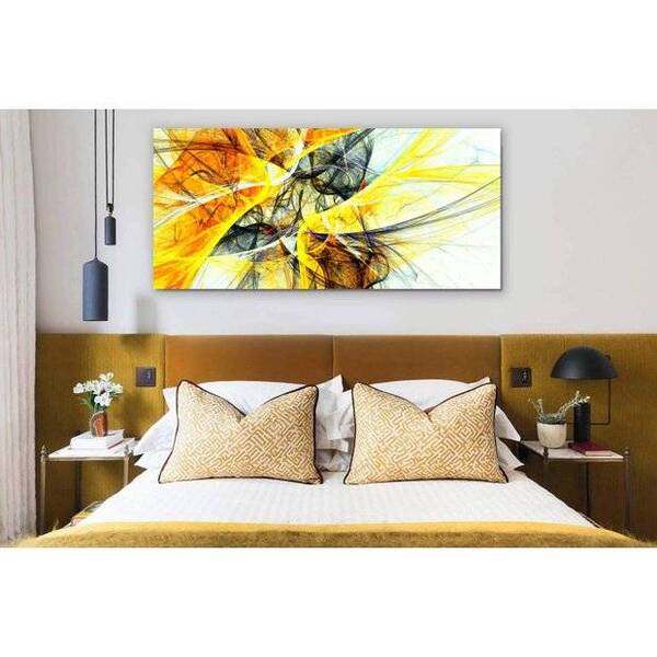 Quadro Decorativo Abstrato Black And Yellow - 120x80cm