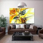 Quadro Decorativo Abstrato Black And Yellow - 90x60cm