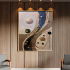 Quadro Decorativo Abstrato Black Gold Com Moldura E Vidro Dou