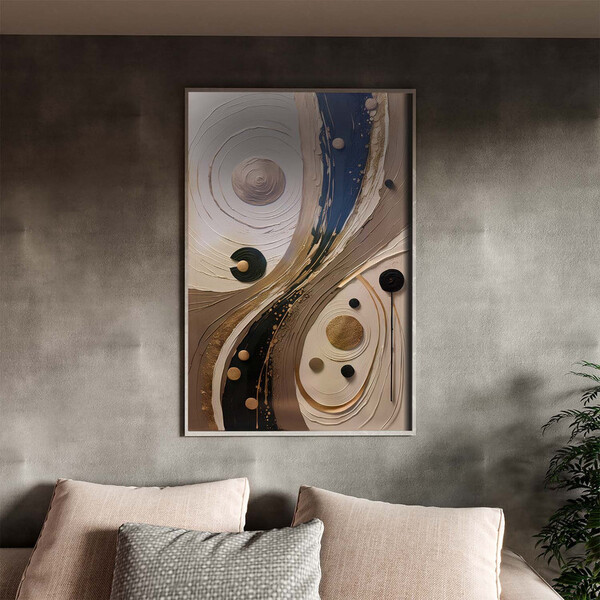Quadro Decorativo Abstrato Black Gold Com Moldura E Vidro Pra
