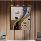 Quadro Decorativo Abstrato Black Gold Com Moldura E Vidro Pre