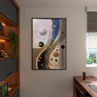 Quadro Decorativo Abstrato Black Gold Com Moldura E Vidro Pre