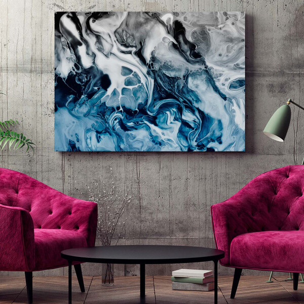 Quadro Decorativo Abstrato Blue And Silver - 120x80 Cm | Leroy Merlin