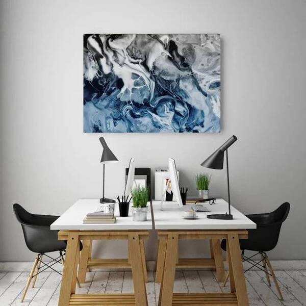 Quadro Decorativo Abstrato Blue And Silver - 180x135cm