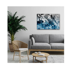 Quadro Decorativo Abstrato Blue And Silver Borda Infinita 90
