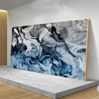 Quadro Decorativo Abstrato Blue And Silver Com Moldura Dourad