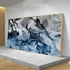 Quadro Decorativo Abstrato Blue And Silver Com Moldura Dourad