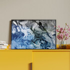 Quadro Decorativo Abstrato Blue And Silver Com Moldura E Vidr