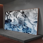 Quadro Decorativo Abstrato Blue And Silver Com Moldura Marrom