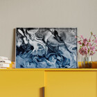 Quadro Decorativo Abstrato Blue And Silver Com Moldura Prata