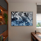Quadro Decorativo Abstrato Blue And Silver Com Moldura Prata