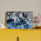 Quadro Decorativo Abstrato Blue And Silver Com Moldura Prata