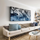 Quadro Decorativo Abstrato Blue And Silver Com Moldura Preto