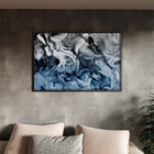 Quadro Decorativo Abstrato Blue And Silver Com Moldura Preto