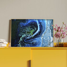 Quadro Decorativo Abstrato Blue Cre Com Moldura Dourada - 150