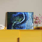 Quadro Decorativo Abstrato Blue Cre Com Moldura Dourada - 200