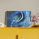 Quadro Decorativo Abstrato Blue Cre Com Moldura E Vidro Doura