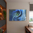 Quadro Decorativo Abstrato Blue Cre Com Moldura E Vidro Doura