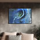 Quadro Decorativo Abstrato Blue Cre Com Moldura E Vidro Preto