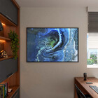 Quadro Decorativo Abstrato Blue Cre Com Moldura E Vidro Preto